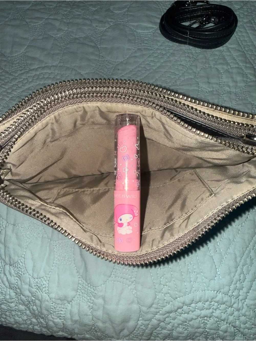 Tumi Taupe Saffiano Leather Wristlet Clutch with Removable Strap